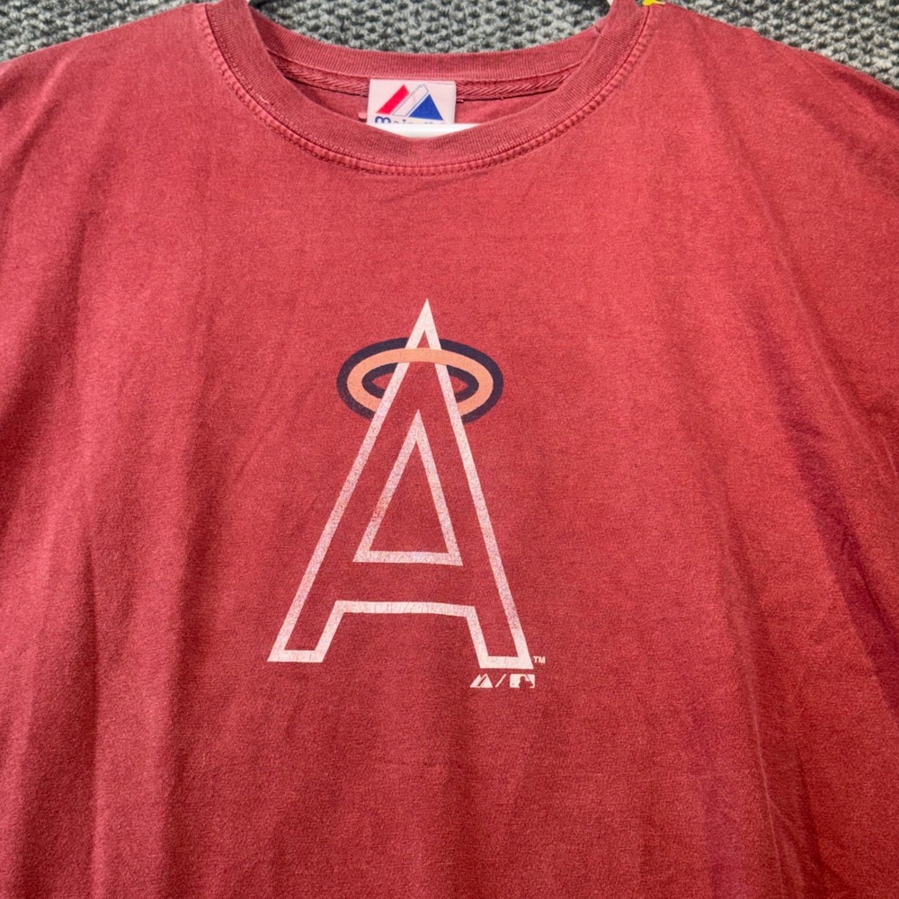 Majestic Los Angeles Angels MLB Graphic T-Shirt Mens XL Red Cotton Short Sleeve